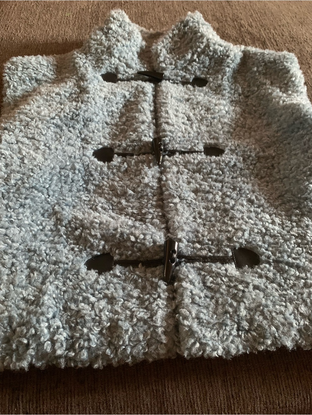 Faux-Sherpa Toggle Jacket in Light Blue